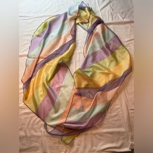 Giorgio Armani Silk Scarf, pastel colors, 18” x‎ 104”